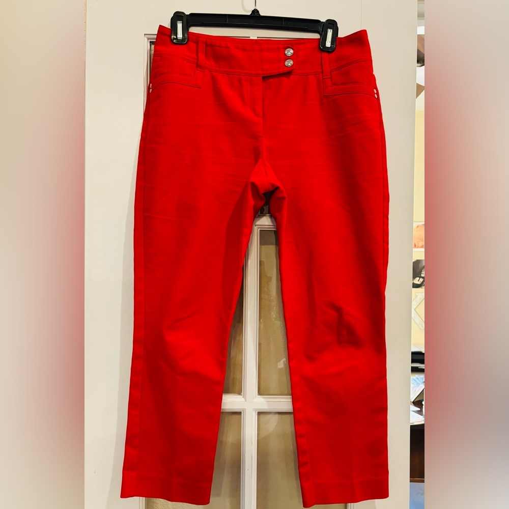 Style & Co. Red Cropped Straight-Leg Pants